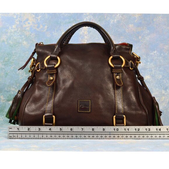 Dooney & Bourke Italian Florentine Leather Satchel Brown Crossbody - Picture 11 of 15